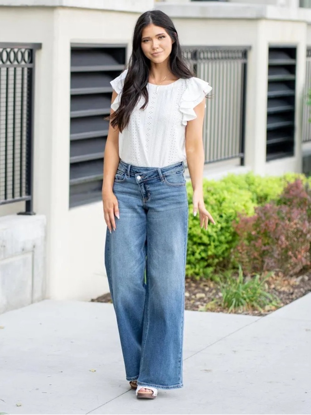 Cello Wide Leg High-Rise Jeans in Light Blue Wash. For tall person.